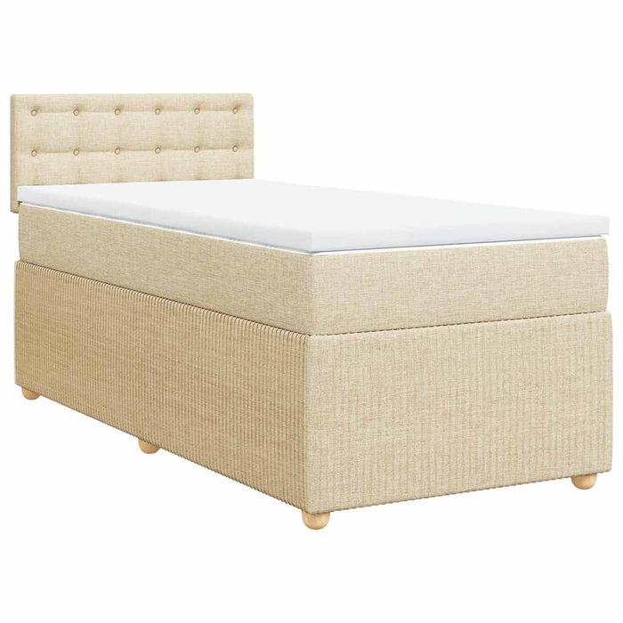 Pat box spring cu saltea, crem, 100x200 cm, textil - WALTI WALTI