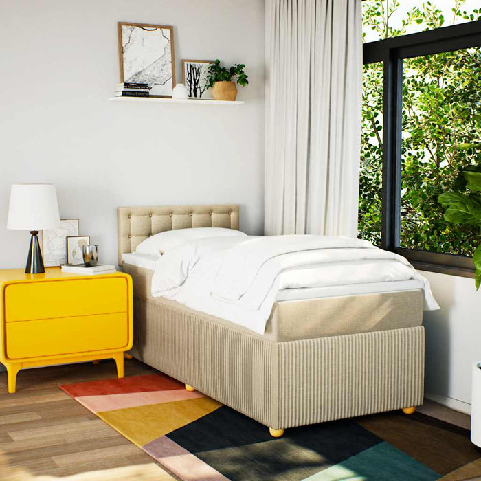 Pat box spring cu saltea, crem, 100x200 cm, textil - WALTI WALTI