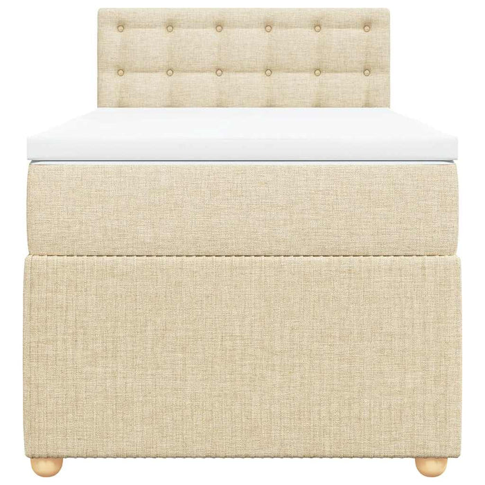 Pat box spring cu saltea, crem, 100x200 cm, textil - WALTI WALTI