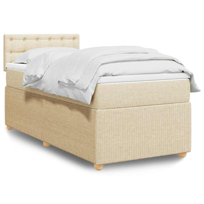 Pat box spring cu saltea, crem, 100x200 cm, textil - WALTI WALTI