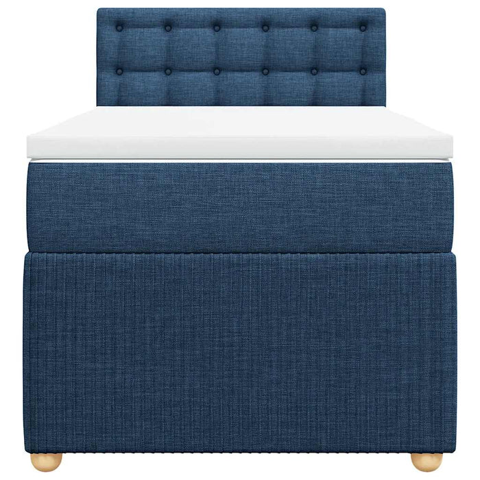 Pat box spring cu saltea, albastru, 100x200 cm, textil WALTI
