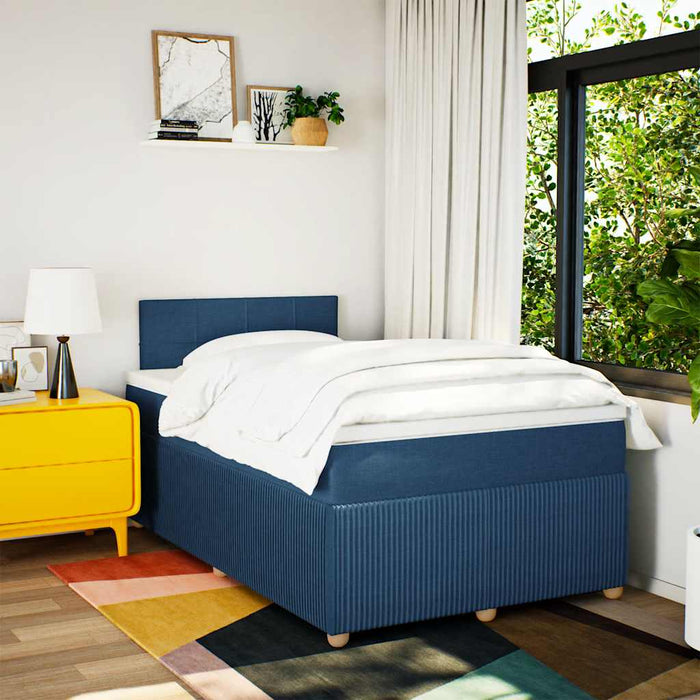 Pat box spring cu saltea, albastru, 120x190 cm, material textil - WALTI WALTI