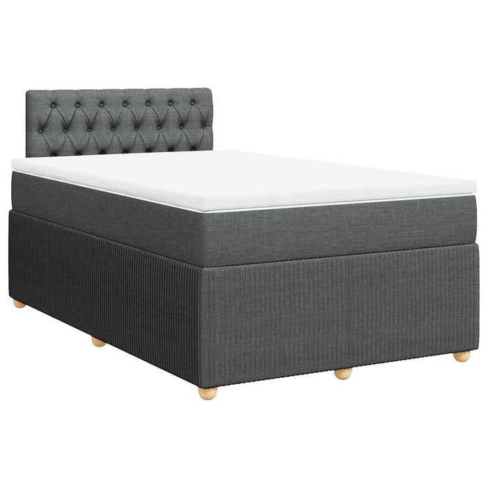 Pat box spring cu saltea, gri închis, 120x190 cm, textil WALTI