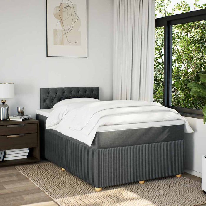 Pat box spring cu saltea, gri închis, 120x190 cm, textil WALTI
