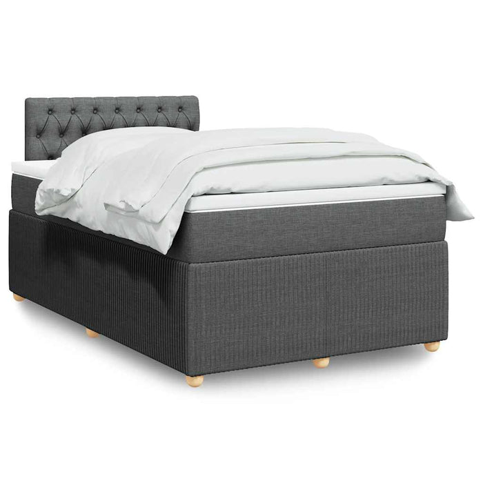 Pat box spring cu saltea, gri închis, 120x190 cm, textil WALTI