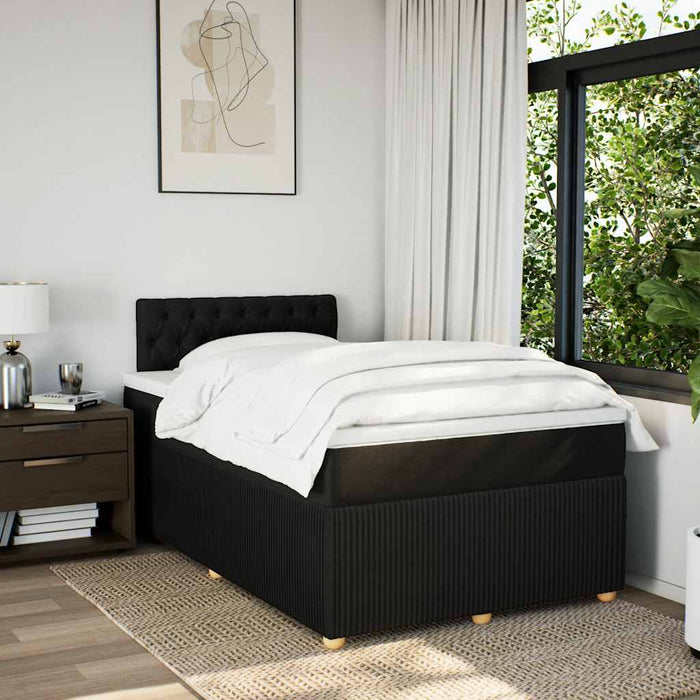 Pat box spring cu saltea, negru, 120x190 cm, catifea WALTI