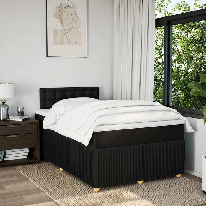Pat box spring cu saltea, negru, 120x190 cm, catifea WALTI
