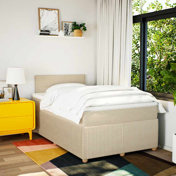 Pat box spring cu saltea, crem, 120x200 cm, textil - WALTI WALTI