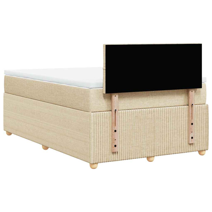 Pat box spring cu saltea, crem, 120x200 cm, textil - WALTI WALTI