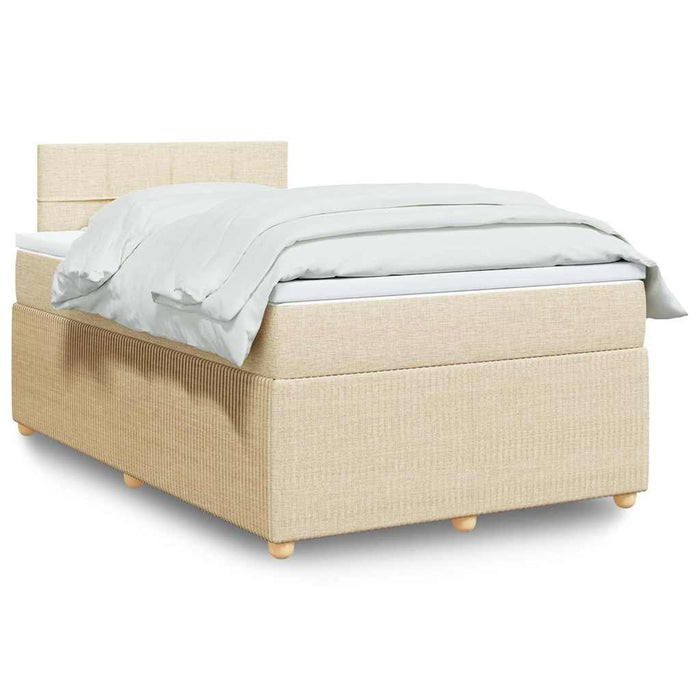 Pat box spring cu saltea, crem, 120x200 cm, textil - WALTI WALTI