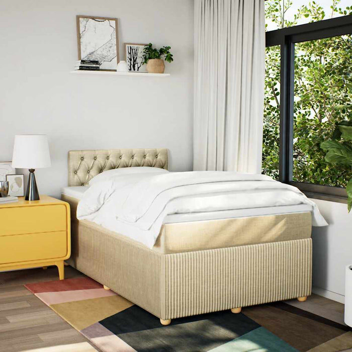 Pat box spring cu saltea, crem, 120x200 cm, textil - WALTI WALTI