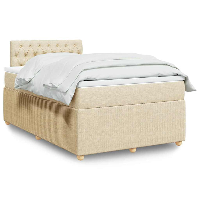 Pat box spring cu saltea, crem, 120x200 cm, textil - WALTI WALTI