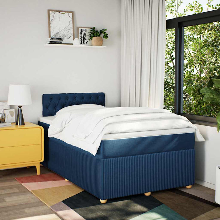 Pat box spring cu saltea, albastru, 120x200 cm, textil - WALTI WALTI