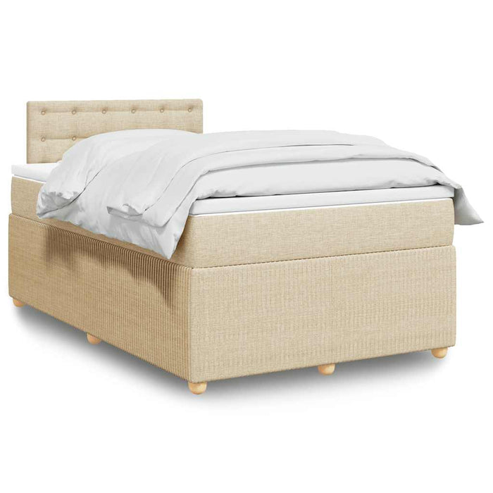 Pat box spring cu saltea, crem, 120x200 cm, textil - WALTI WALTI