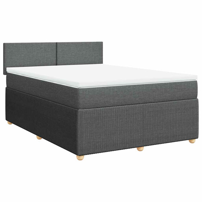 Pat box spring cu saltea, gri închis, 140x190 cm, textil - WALTI WALTI