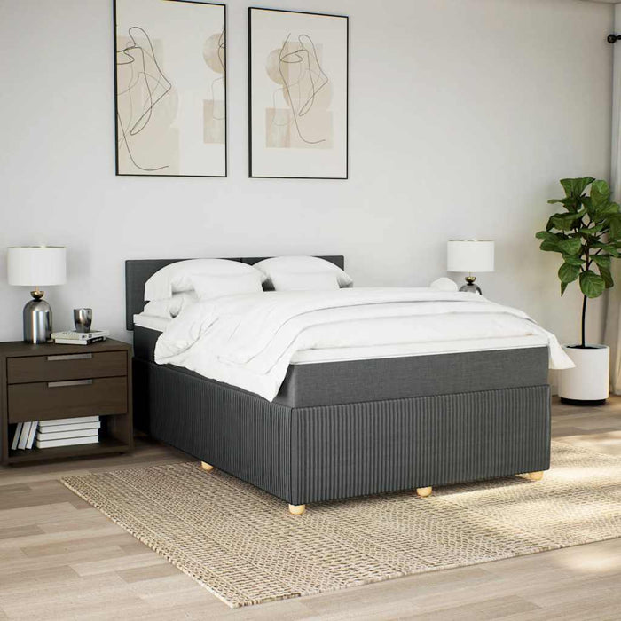 Pat box spring cu saltea, gri închis, 140x190 cm, textil - WALTI WALTI