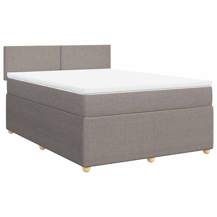 Pat box spring cu saltea, gri taupe, 140x200 cm, textil - WALTI WALTI