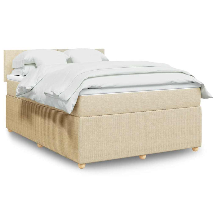 Pat box spring cu saltea, crem, 140x200 cm, textil - WALTI WALTI