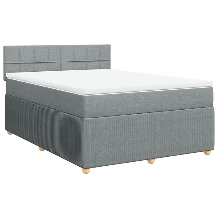 Pat box spring cu saltea, gri deschis, 140x190 cm, textil - WALTI WALTI