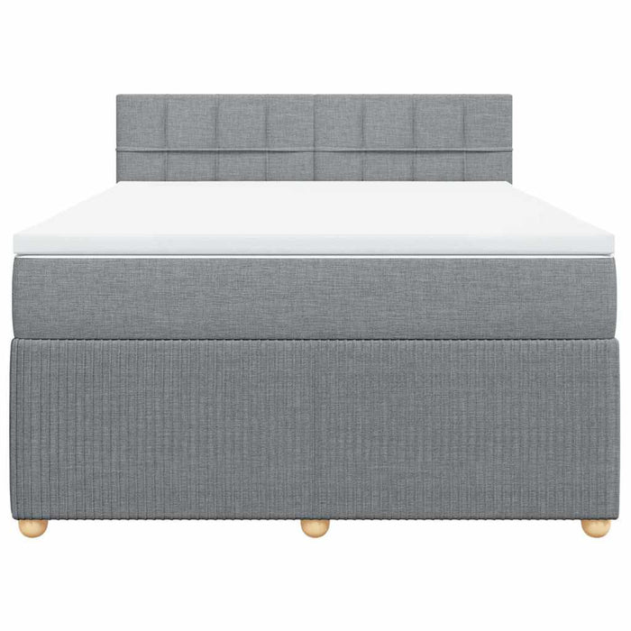 Pat box spring cu saltea, gri deschis, 140x190 cm, textil - WALTI WALTI