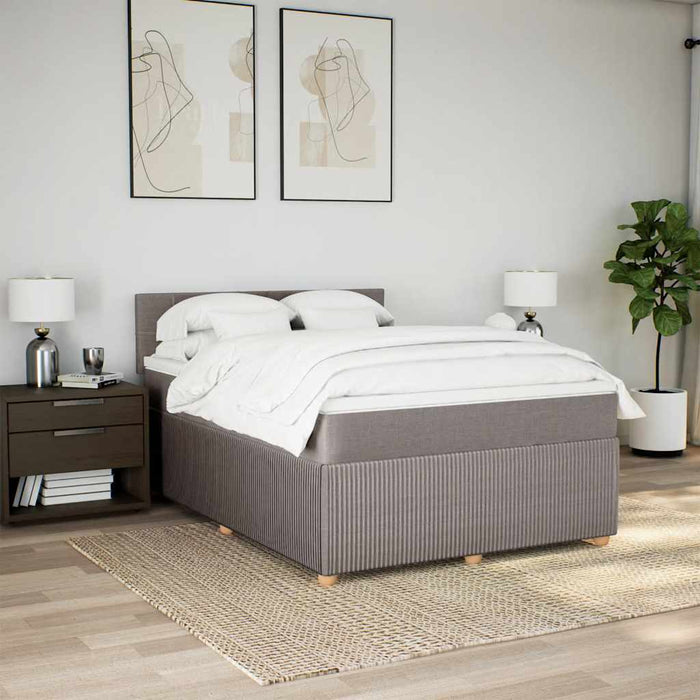 Pat box spring cu saltea, gri taupe, 140x200 cm, textil - WALTI WALTI