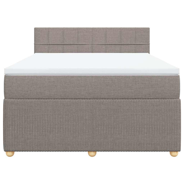 Pat box spring cu saltea, gri taupe, 140x200 cm, textil - WALTI WALTI