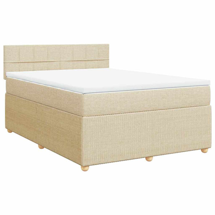 Pat box spring cu saltea, crem, 140x200 cm, textil - WALTI WALTI