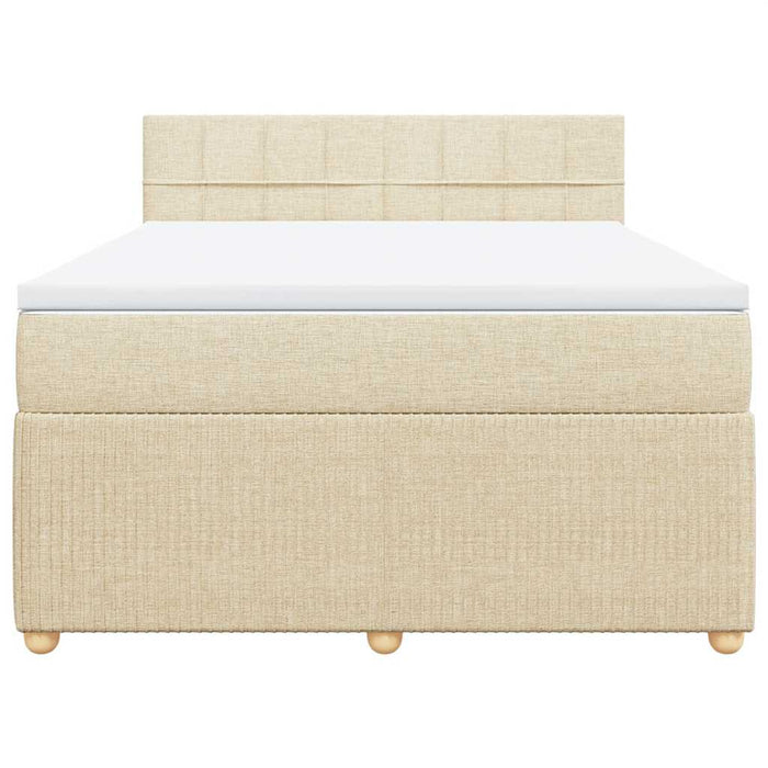 Pat box spring cu saltea, crem, 140x200 cm, textil - WALTI WALTI