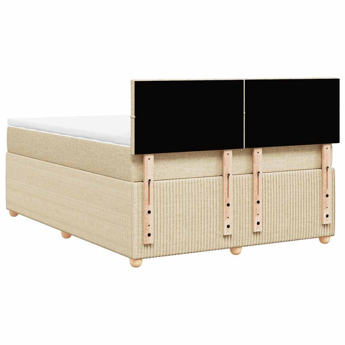 Pat box spring cu saltea, crem, 140x200 cm, textil - WALTI WALTI