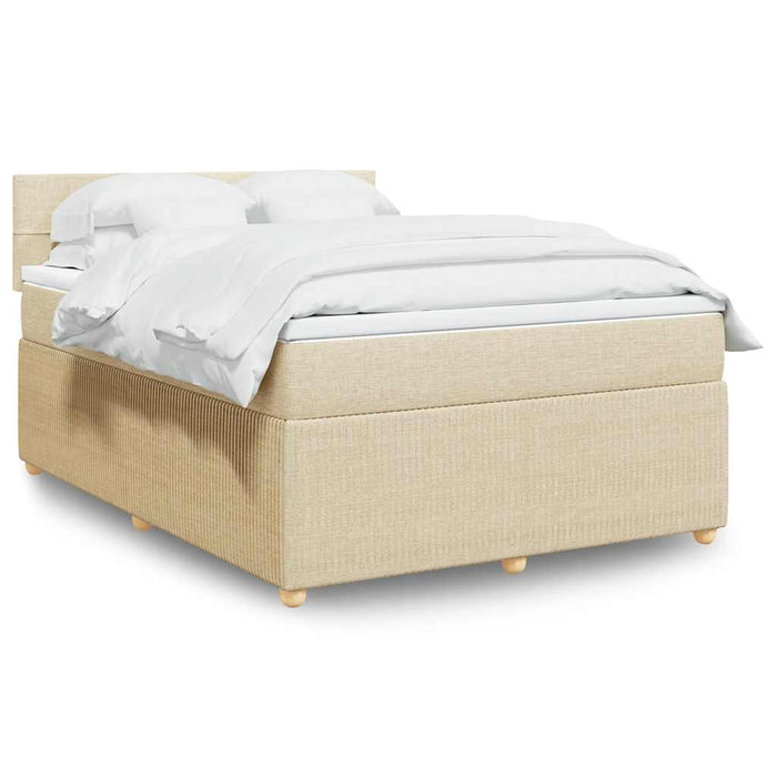 Pat box spring cu saltea, crem, 140x200 cm, textil - WALTI WALTI