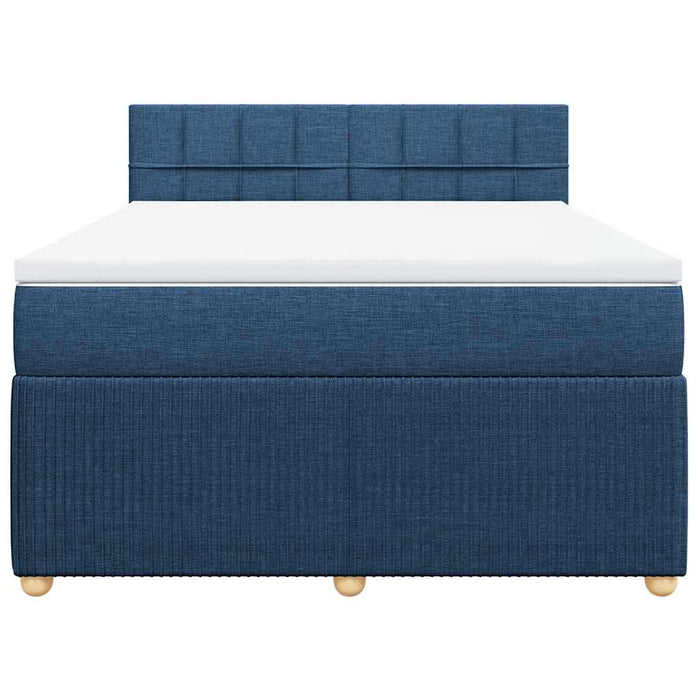 Pat box spring cu saltea, albastru, 140x200 cm, textil - WALTI WALTI