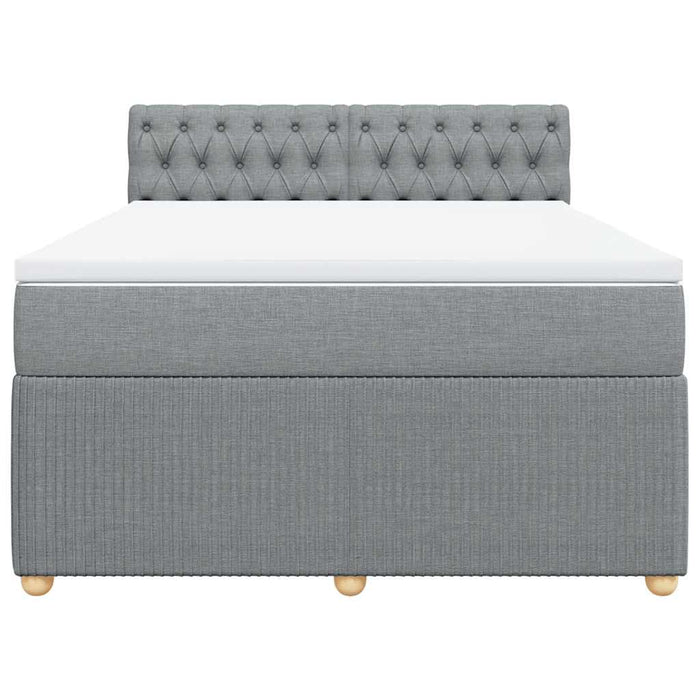 Pat box spring cu saltea, gri deschis, 140x190 cm, textil - WALTI WALTI