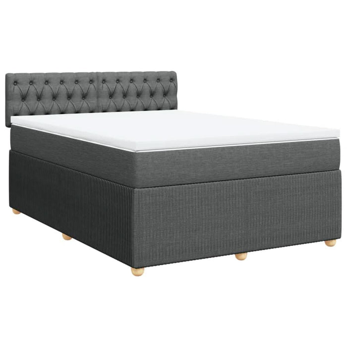 Pat box spring cu saltea, gri închis, 140x190 cm, textil - WALTI WALTI