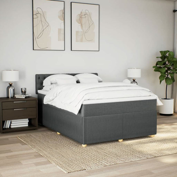Pat box spring cu saltea, gri închis, 140x190 cm, textil - WALTI WALTI