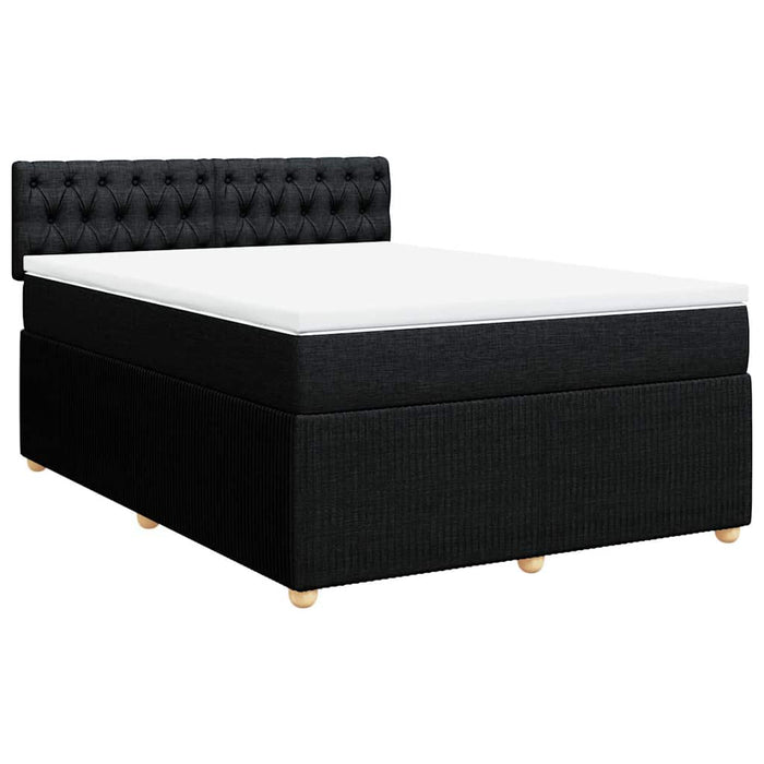 Pat box spring cu saltea, negru, 140x190 cm, textil - WALTI WALTI