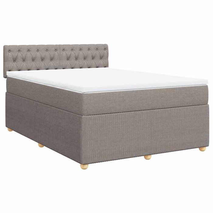 Pat box spring cu saltea, gri taupe, 140x200 cm, textil - WALTI WALTI