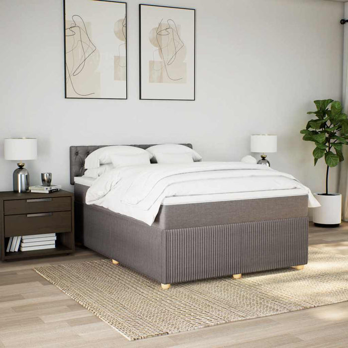 Pat box spring cu saltea, gri taupe, 140x200 cm, textil - WALTI WALTI