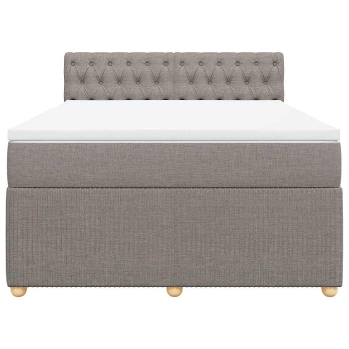 Pat box spring cu saltea, gri taupe, 140x200 cm, textil - WALTI WALTI