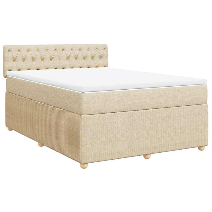 Pat box spring cu saltea, crem, 140x200 cm, textil - WALTI WALTI