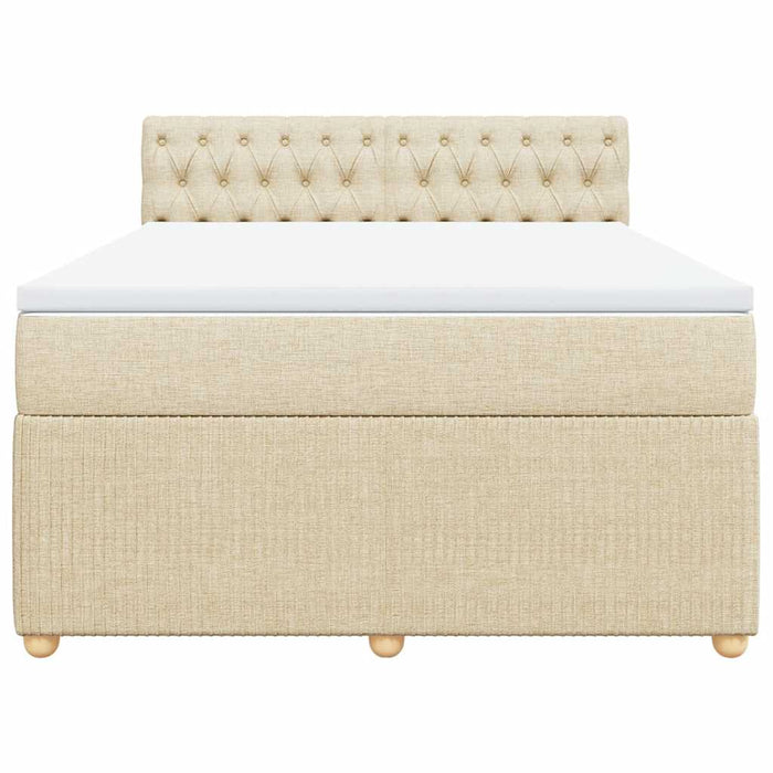 Pat box spring cu saltea, crem, 140x200 cm, textil - WALTI WALTI