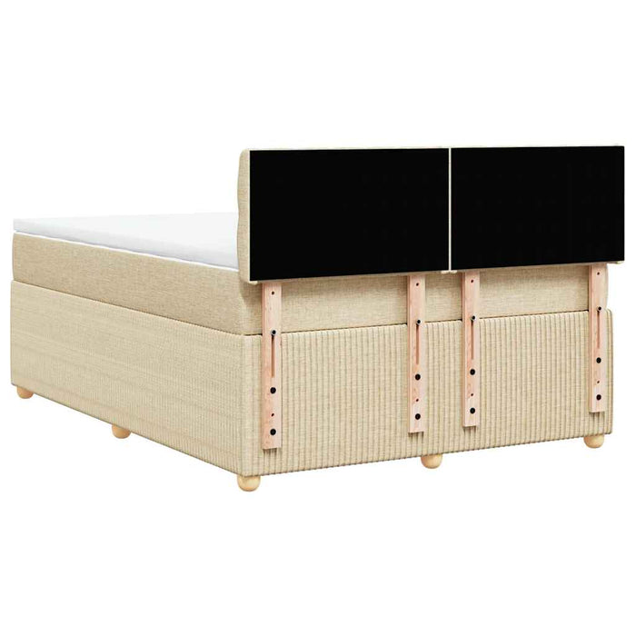 Pat box spring cu saltea, crem, 140x200 cm, textil - WALTI WALTI