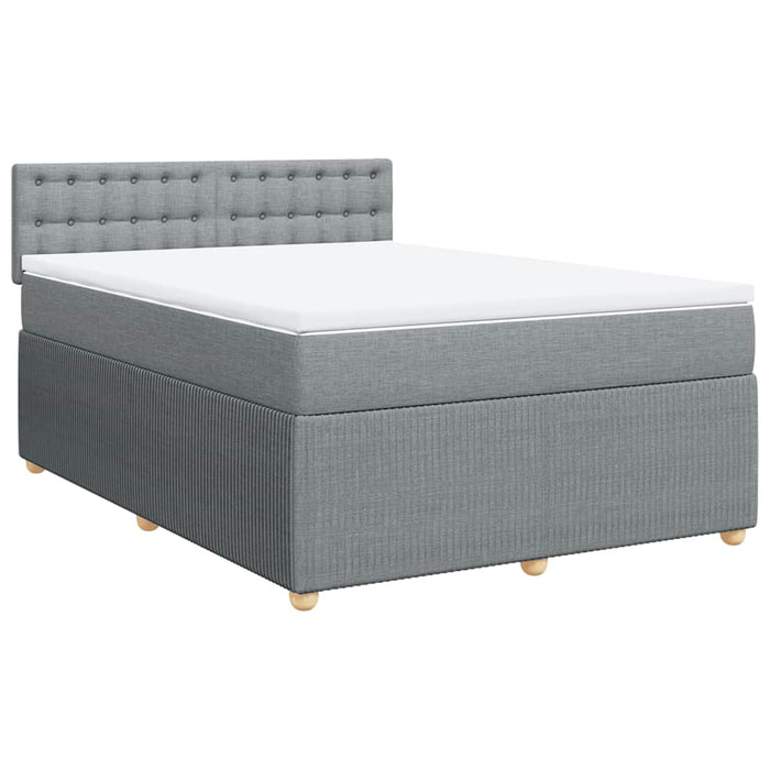 Pat box spring cu saltea, gri deschis, 140x190 cm, textil - WALTI WALTI
