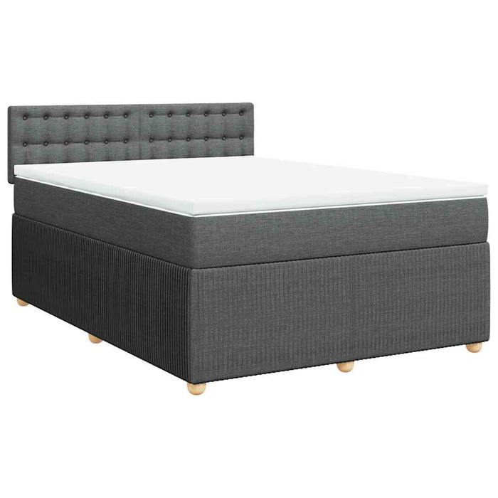 Pat box spring cu saltea, gri închis, 140x190 cm, textil - WALTI WALTI