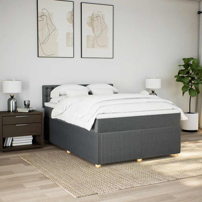Pat box spring cu saltea, gri închis, 140x190 cm, textil - WALTI WALTI