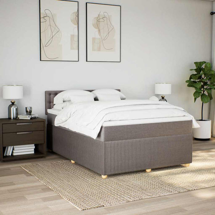 Pat box spring cu saltea, gri taupe, 140x200 cm, textil - WALTI WALTI