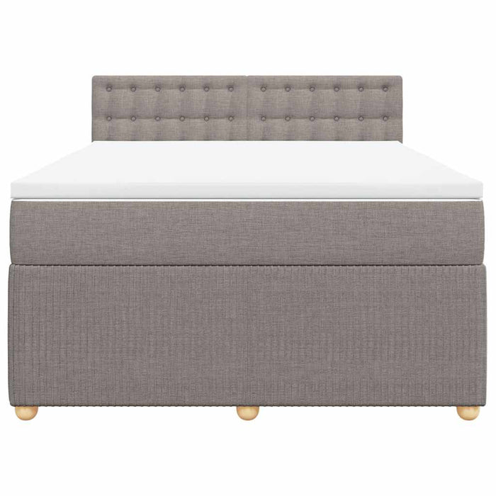 Pat box spring cu saltea, gri taupe, 140x200 cm, textil - WALTI WALTI