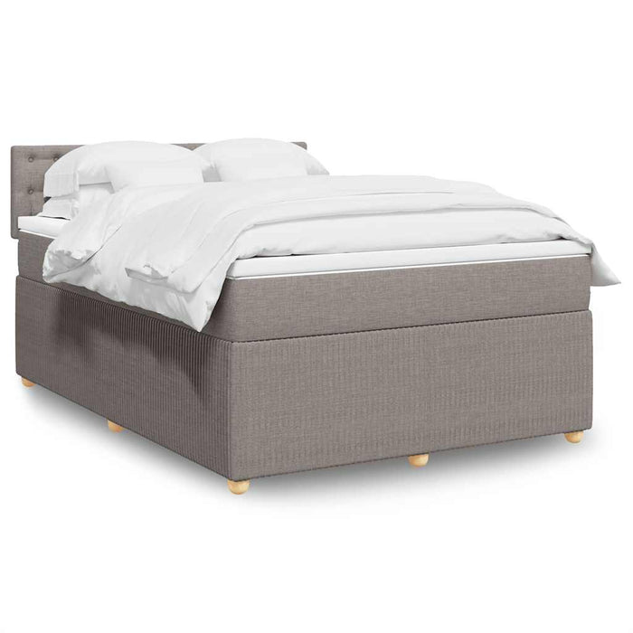 Pat box spring cu saltea, gri taupe, 140x200 cm, textil - WALTI WALTI
