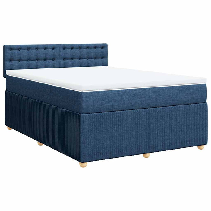 Pat box spring cu saltea, albastru, 140x200 cm, textil - WALTI WALTI