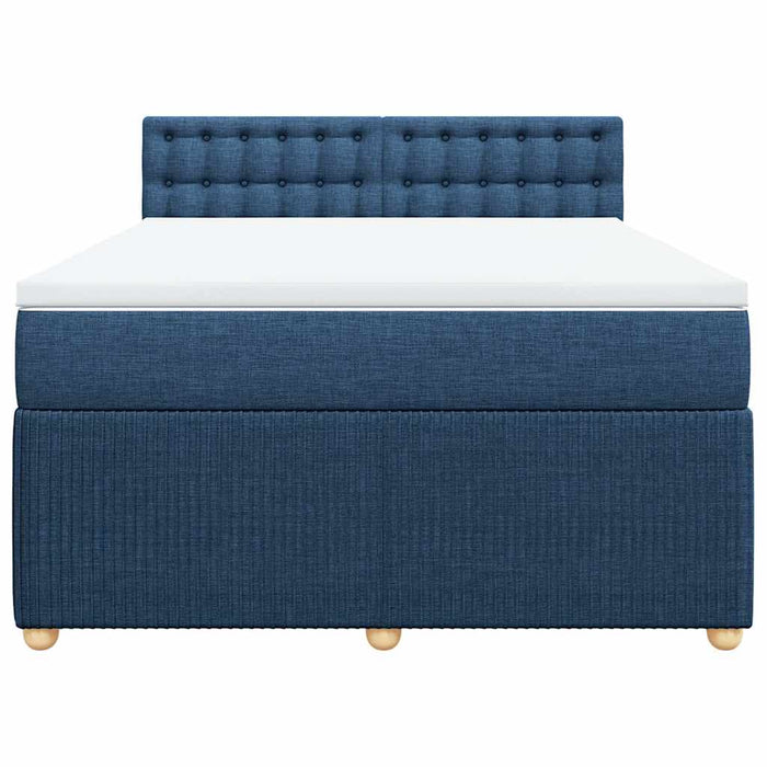Pat box spring cu saltea, albastru, 140x200 cm, textil - WALTI WALTI