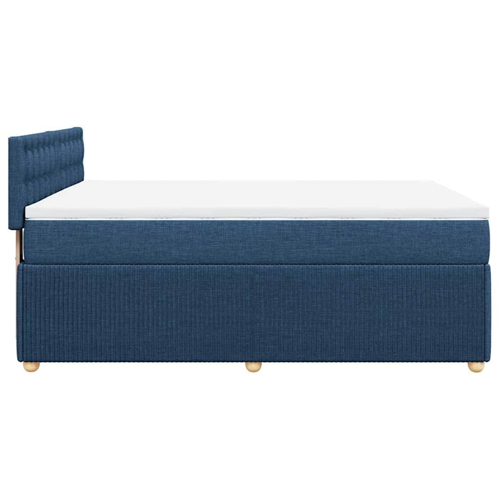 Pat box spring cu saltea, albastru, 140x200 cm, textil - WALTI WALTI